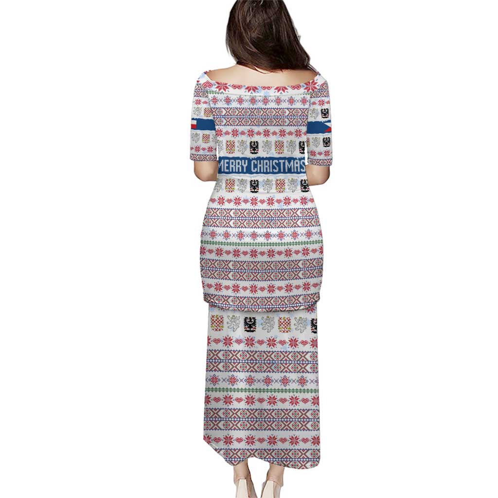 Czech Republic Christmas Puletasi with Folk Embroidery Design, National Coat of Arms, and Festive Motif - Wonder Print Shop