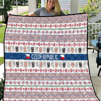 Czech Republic Christmas Quilt with Folk Embroidery Design, National Coat of Arms, and Festive Motif - Wonder Print Shop