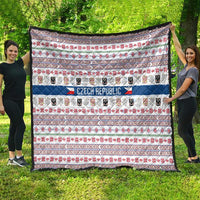 Czech Republic Christmas Quilt with Folk Embroidery Design, National Coat of Arms, and Festive Motif - Wonder Print Shop