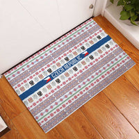 Czech Republic Christmas Rubber Doormat with Folk Embroidery Design, National Coat of Arms, and Festive Motif - Wonder Print Shop