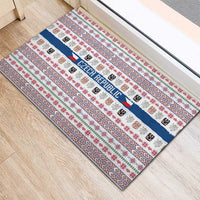 Czech Republic Christmas Rubber Doormat with Folk Embroidery Design, National Coat of Arms, and Festive Motif - Wonder Print Shop