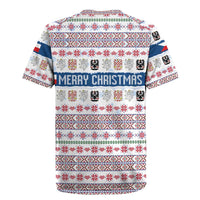 Czech Republic Christmas Rugby Jersey with Folk Embroidery Design, National Coat of Arms, and Festive Motif - Wonder Print Shop