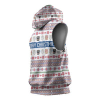 Czech Republic Christmas Sleeveless Hoodie with Folk Embroidery Design, National Coat of Arms, and Festive Motif - Wonder Print Shop