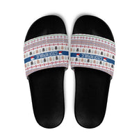 Czech Republic Christmas Slide Sandals with Folk Embroidery Design, National Coat of Arms, and Festive Motif - Wonder Print Shop