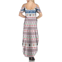 Czech Republic Christmas Summer Maxi Dress with Folk Embroidery Design, National Coat of Arms, and Festive Motif - Wonder Print Shop