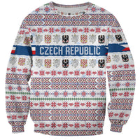 Czech Republic Christmas Sweatshirt with Folk Embroidery Design, National Coat of Arms, and Festive Motif - Wonder Print Shop