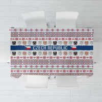 Czech Republic Christmas Tablecloth with Folk Embroidery Design, National Coat of Arms, and Festive Motif - Wonder Print Shop