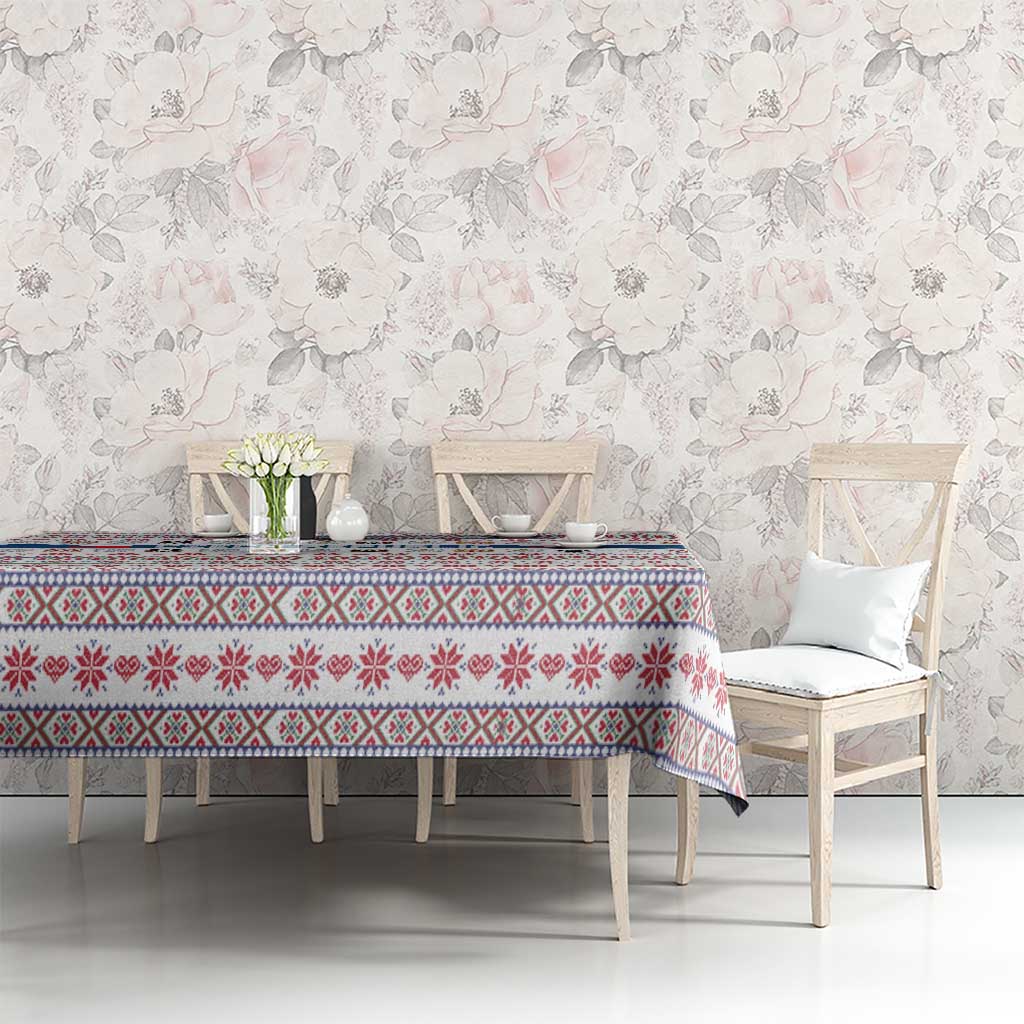 Czech Republic Christmas Tablecloth with Folk Embroidery Design, National Coat of Arms, and Festive Motif - Wonder Print Shop