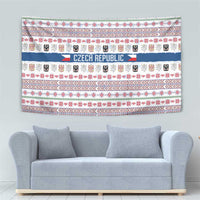Czech Republic Christmas Tapestry with Folk Embroidery Design, National Coat of Arms, and Festive Motif - Wonder Print Shop