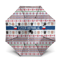 Czech Republic Christmas Umbrella with Folk Embroidery Design, National Coat of Arms, and Festive Motif - Wonder Print Shop
