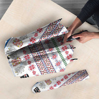 Czech Republic Christmas Umbrella with Folk Embroidery Design, National Coat of Arms, and Festive Motif - Wonder Print Shop