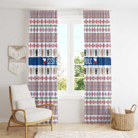 Czech Republic Christmas Window Curtain with Folk Embroidery Design, National Coat of Arms, and Festive Motif - Wonder Print Shop