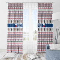 Czech Republic Christmas Window Curtain with Folk Embroidery Design, National Coat of Arms, and Festive Motif - Wonder Print Shop