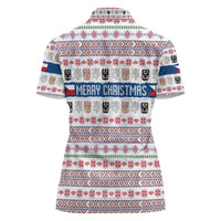 Czech Republic Christmas Women Polo Shirt with Folk Embroidery Design, National Coat of Arms, and Festive Motif - Wonder Print Shop