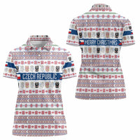 Czech Republic Christmas Women Polo Shirt with Folk Embroidery Design, National Coat of Arms, and Festive Motif - Wonder Print Shop