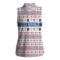 Czech Republic Christmas Women Sleeveless Polo Shirt with Folk Embroidery Design, National Coat of Arms, and Festive Motif - Wonder Print Shop