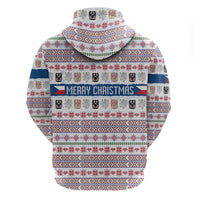 Czech Republic Christmas Zip Hoodie with Folk Embroidery Design, National Coat of Arms, and Festive Motif - Wonder Print Shop