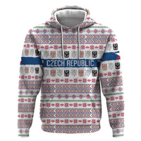 Czech Republic Christmas Zip Hoodie with Folk Embroidery Design, National Coat of Arms, and Festive Motif - Wonder Print Shop