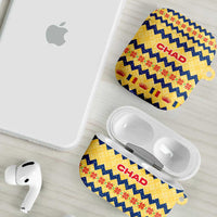 Chad Christmas AirPods Case with Yellow-Blue Geometric Design, National Coat of Arms, and Festive Motif - Wonder Print Shop