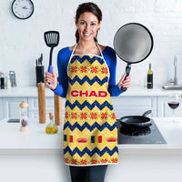 Chad Christmas Apron with Yellow-Blue Geometric Design, National Coat of Arms, and Festive Motif - Wonder Print Shop
