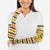 Chad Christmas Arm Sleeves with Yellow-Blue Geometric Design, National Coat of Arms, and Festive Motif - Wonder Print Shop