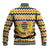 Chad Christmas Baseball Jacket with Yellow-Blue Geometric Design, National Coat of Arms, and Festive Motif - Wonder Print Shop
