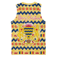 Chad Christmas Basketball Jersey with Yellow-Blue Geometric Design, National Coat of Arms, and Festive Motif - Wonder Print Shop