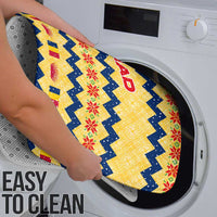 Chad Christmas Bathroom Set with Yellow-Blue Geometric Design, National Coat of Arms, and Festive Motif - Wonder Print Shop