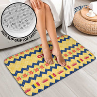 Chad Christmas Bathroom Set with Yellow-Blue Geometric Design, National Coat of Arms, and Festive Motif - Wonder Print Shop