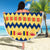 Chad Christmas Beach Blanket with Yellow-Blue Geometric Design, National Coat of Arms, and Festive Motif - Wonder Print Shop