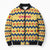 Chad Christmas Bomber Puffer Jacket with Yellow-Blue Geometric Design, National Coat of Arms, and Festive Motif - Wonder Print Shop