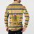 Chad Christmas Button Sweatshirt with Yellow-Blue Geometric Design, National Coat of Arms, and Festive Motif - Wonder Print Shop