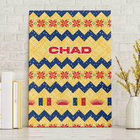 Chad Christmas Canvas Wall Art with Yellow-Blue Geometric Design, National Coat of Arms, and Festive Motif - Wonder Print Shop