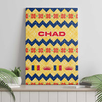 Chad Christmas Canvas Wall Art with Yellow-Blue Geometric Design, National Coat of Arms, and Festive Motif - Wonder Print Shop