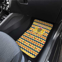 Chad Christmas Car Mats with Yellow-Blue Geometric Design, National Coat of Arms, and Festive Motif - Wonder Print Shop