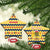 Chad Christmas Ceramic Ornament with Yellow-Blue Geometric Design, National Coat of Arms, and Festive Motif - Wonder Print Shop