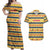 Chad Christmas Couples Matching Off Shoulder Maxi Dress and Hawaiian Shirt with Yellow-Blue Geometric Design, National Coat of Arms, and Festive Motif - Wonder Print Shop