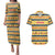 Chad Christmas Couples Matching Puletasi and Hawaiian Shirt with Yellow-Blue Geometric Design, National Coat of Arms, and Festive Motif - Wonder Print Shop