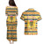 Chad Christmas Couples Matching Puletasi and Hawaiian Shirt with Yellow-Blue Geometric Design, National Coat of Arms, and Festive Motif - Wonder Print Shop