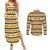 Chad Christmas Couples Matching Summer Maxi Dress and Long Sleeve Button Shirt with Yellow-Blue Geometric Design, National Coat of Arms, and Festive Motif - Wonder Print Shop