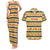 Chad Christmas Couples Matching Tank Maxi Dress and Hawaiian Shirt with Yellow-Blue Geometric Design, National Coat of Arms, and Festive Motif - Wonder Print Shop