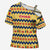 Chad Christmas Cross Shoulder Shirt with Yellow-Blue Geometric Design, National Coat of Arms, and Festive Motif - Wonder Print Shop
