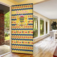 Chad Christmas Door Cover with Yellow-Blue Geometric Design, National Coat of Arms, and Festive Motif - Wonder Print Shop