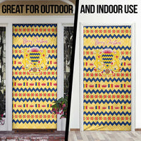 Chad Christmas Door Cover with Yellow-Blue Geometric Design, National Coat of Arms, and Festive Motif - Wonder Print Shop