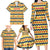 Chad Christmas Family Matching Long Sleeve Bodycon Dress and Hawaiian Shirt with Yellow-Blue Geometric Design, National Coat of Arms, and Festive Motif - Wonder Print Shop