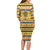 Chad Christmas Family Matching Long Sleeve Bodycon Dress and Hawaiian Shirt with Yellow-Blue Geometric Design, National Coat of Arms, and Festive Motif - Wonder Print Shop