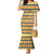 Chad Christmas Family Matching Mermaid Dress and Hawaiian Shirt with Yellow-Blue Geometric Design, National Coat of Arms, and Festive Motif - Wonder Print Shop