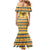 Chad Christmas Family Matching Mermaid Dress and Hawaiian Shirt with Yellow-Blue Geometric Design, National Coat of Arms, and Festive Motif - Wonder Print Shop