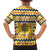 Chad Christmas Family Matching Off The Shoulder Long Sleeve Dress and Hawaiian Shirt with Yellow-Blue Geometric Design, National Coat of Arms, and Festive Motif - Wonder Print Shop