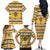 Chad Christmas Family Matching Off The Shoulder Long Sleeve Dress and Hawaiian Shirt with Yellow-Blue Geometric Design, National Coat of Arms, and Festive Motif - Wonder Print Shop